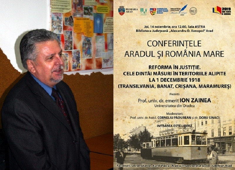 ”Voci în cetate”. Prof. univ. dr. emerit Ion Zainea conferențiază la Arad