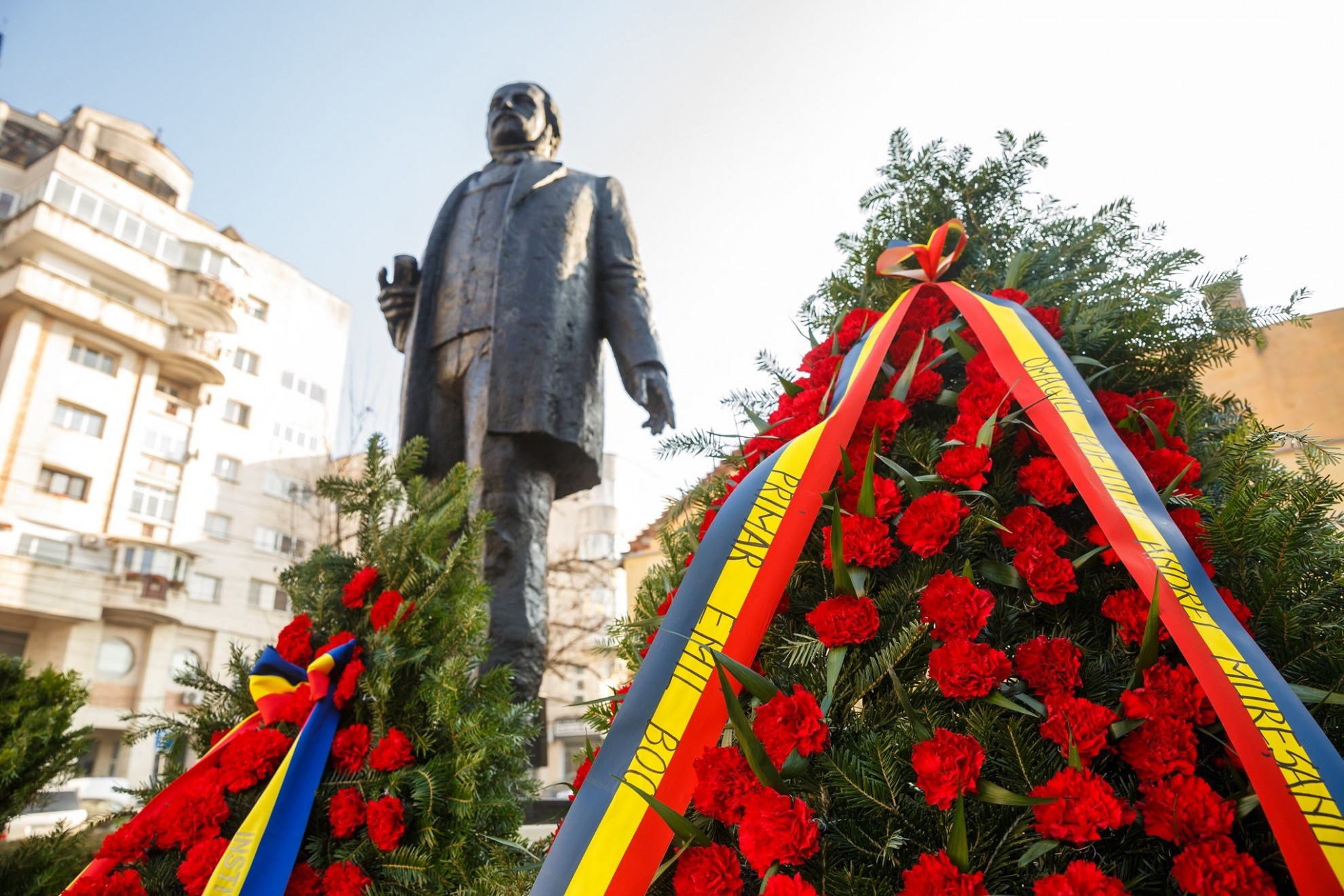 Statuia poetului Andrei Mureșanu, autorul Imnului Național, dezvelită la Cluj-Napoca