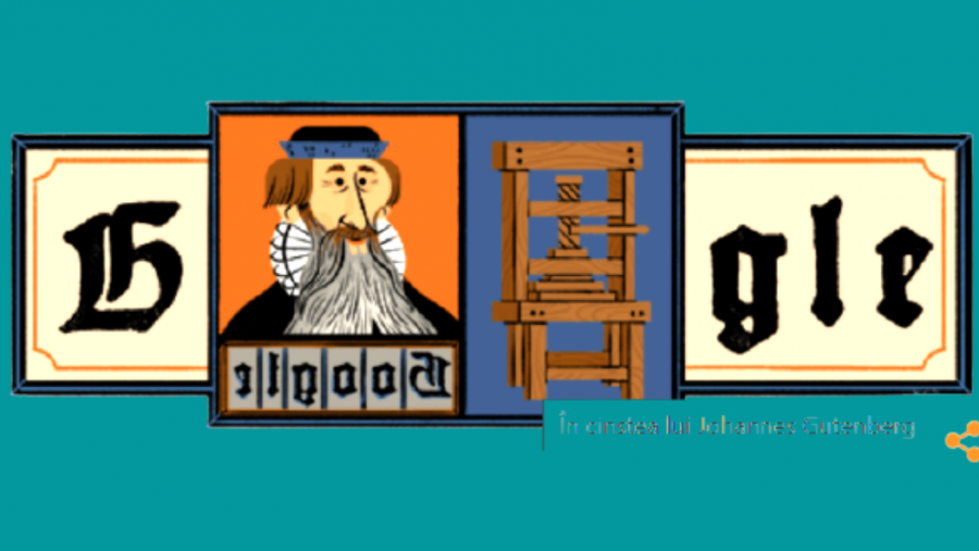Doodle special creat de Google pentru a-l celebra pe Johannes Gutenberg, geniul care a schimbat lumea