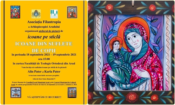 Pictăm să ajutăm! Tinerii de toate vârstele din Arhiepiscopia Aradului vor organiza o Expoziție de Icoane pe sticlă în scop caritabil