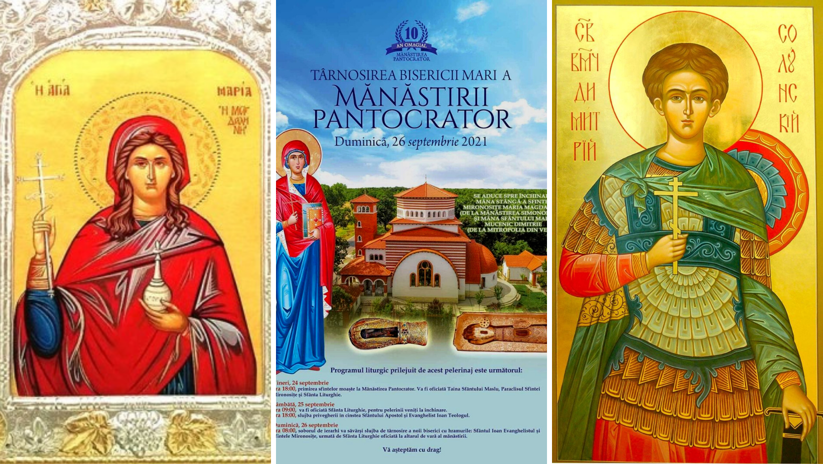 Moaştele Sfintei Maria Magdalena și ale Sfântului Dimitrie Izvorâtorul de Mir ajung vineri în România