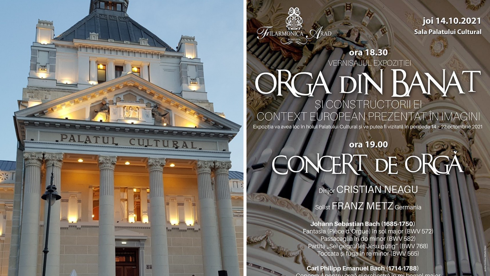 Vernisajul expoziției ”Orga din Banat și constructorii ei – Context european prezentat în imagini”, joi, la Palatul Cultural