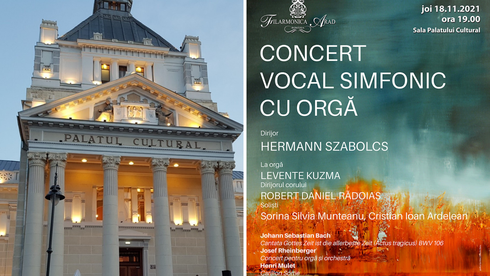 Concert vocal-simfonic cu orgă, joi, la Filarmonica Arad