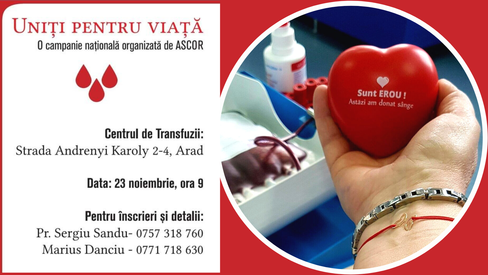 Ascoriștii arădeni își unesc mâinile și inimile cu studenții din întreaga țară într-o amplă Campanie de donare de sânge. Și tu poți dărui viață!