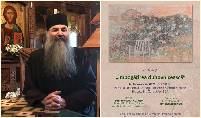 Îmbogățirea duhovnicească, cu Părintele Ioan Cojanu. Starețul Mănăstirii Sfântul Ioan Botezătorul din Alba Iulia conferențiază în ziua de Sf. Nicolae