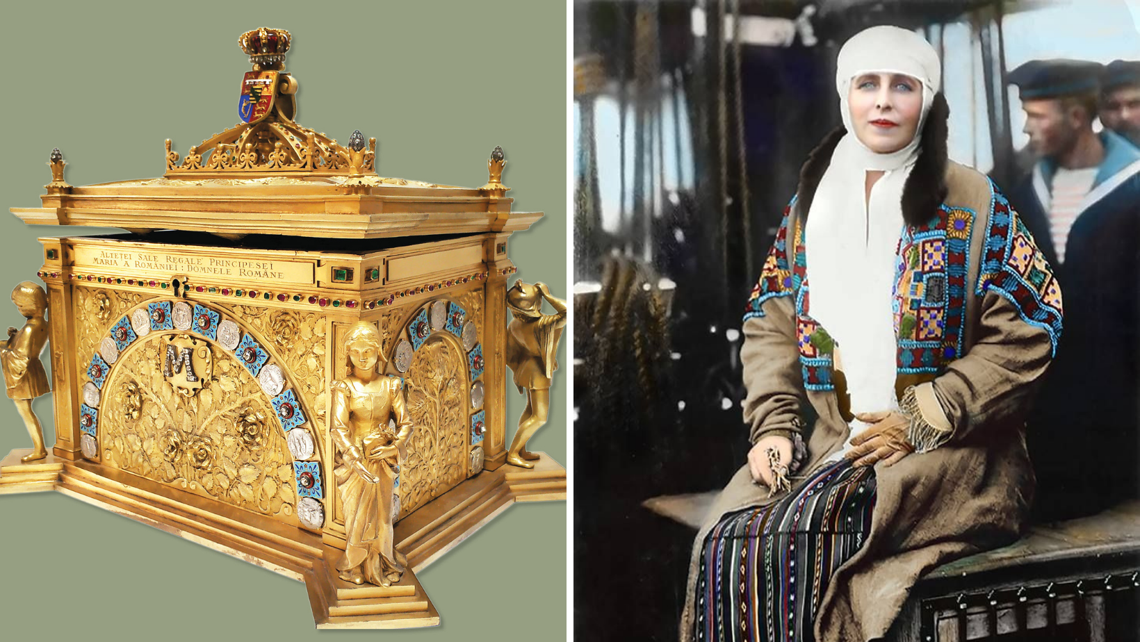 Caseta de bijuterii a principesei/reginei Maria a României, în expoziția permanentă a Muzeului Național de Istorie