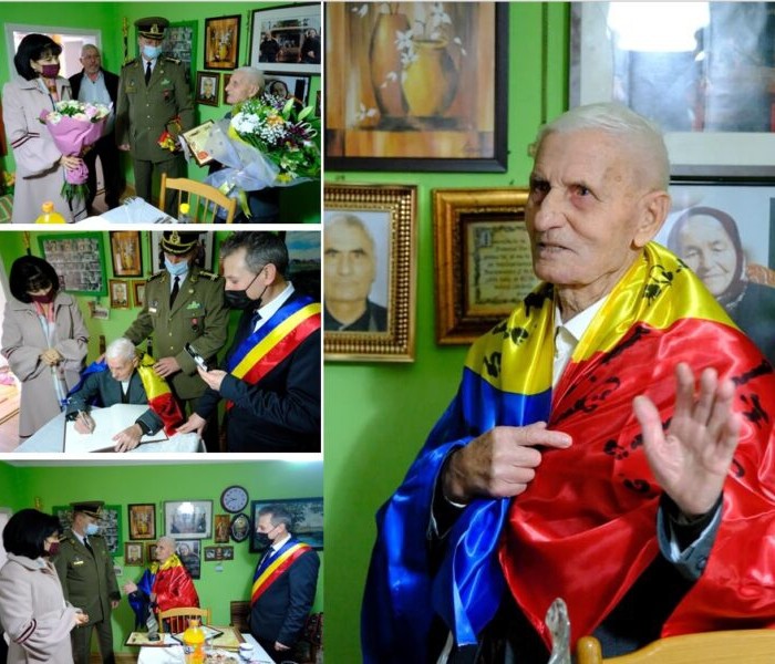 Veteranul de război Ionică Juvale, sărbătorit la centenar. ”Este întruchiparea iubirii față de țară și a puterii de sacrificiu”