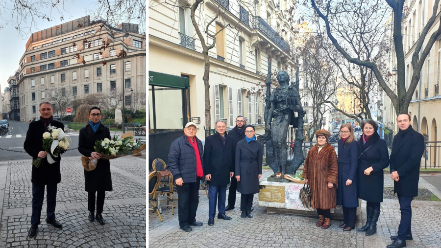 Flori pentru Mihai Eminescu în inima Parisului, de Ziua Culturii Naționale