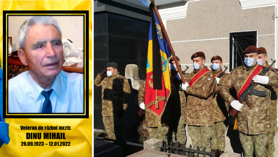 Veteranul de război Mihail Dinu a trecut la cele veșnice la 98 de ani. Maiorul în retragere a fost înmormântat cu onoruri militare