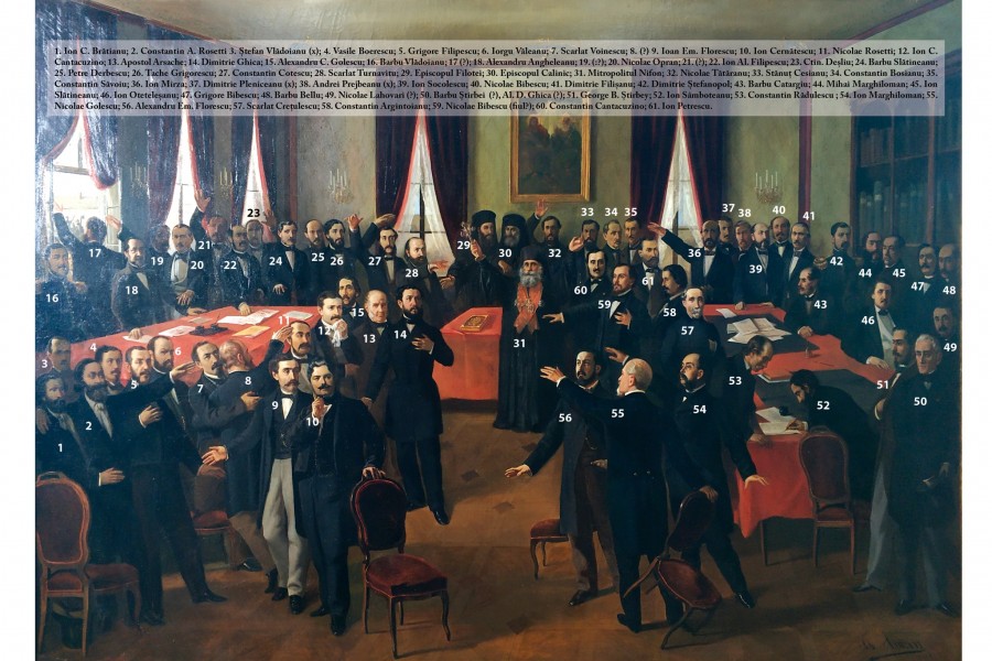 Cea mai reprezentativă creație plastică ce are ca subiect Unirea Principatelor Române din 1859, expusă la MNIR