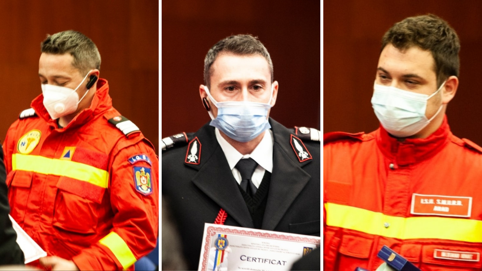Trei pompieri arădeni, trei motive de mândrie: Samuel Cristescu, Cătălin Blaj și Ionuț Olteanu