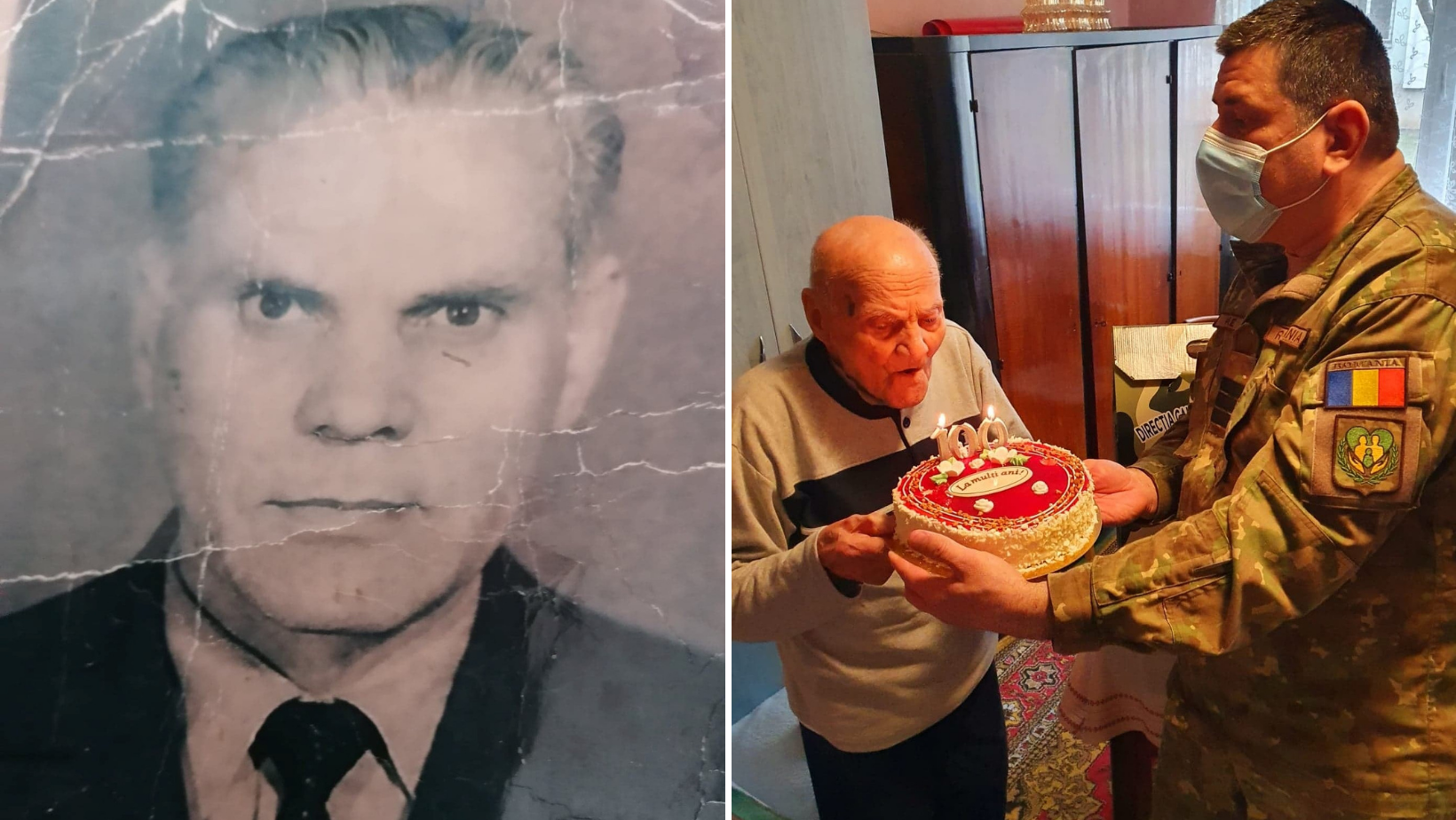 Veteranul de război Ioan Iolu, sărbătorit la împlinirea venerabilei vârste de 100 de ani