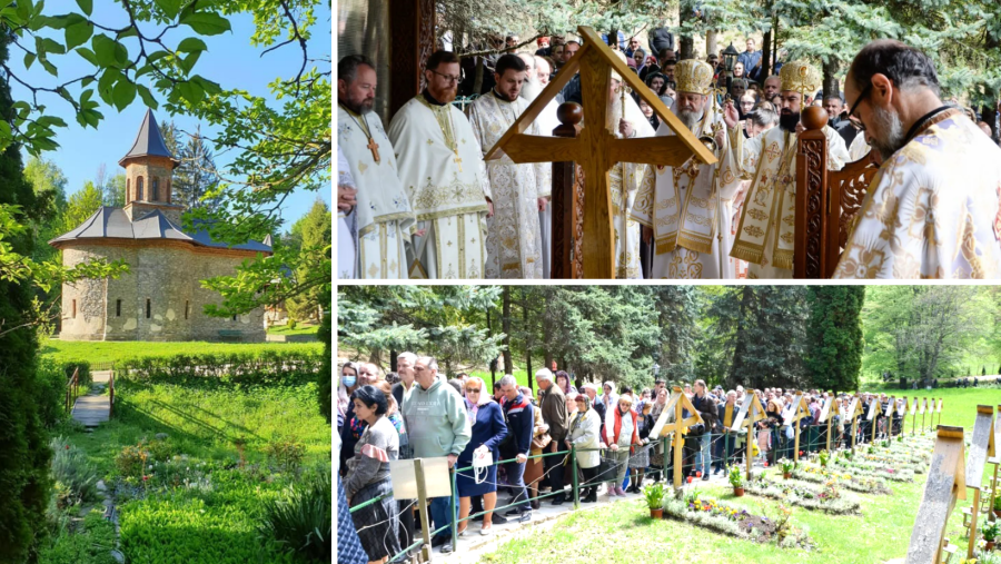 (FOTO) Mănăstirea Prislop și-a sărbătorit astăzi hramul istoric. Rugăciune, Ierarhi, pelerini și o haină de sărbătoare de un verde perfect