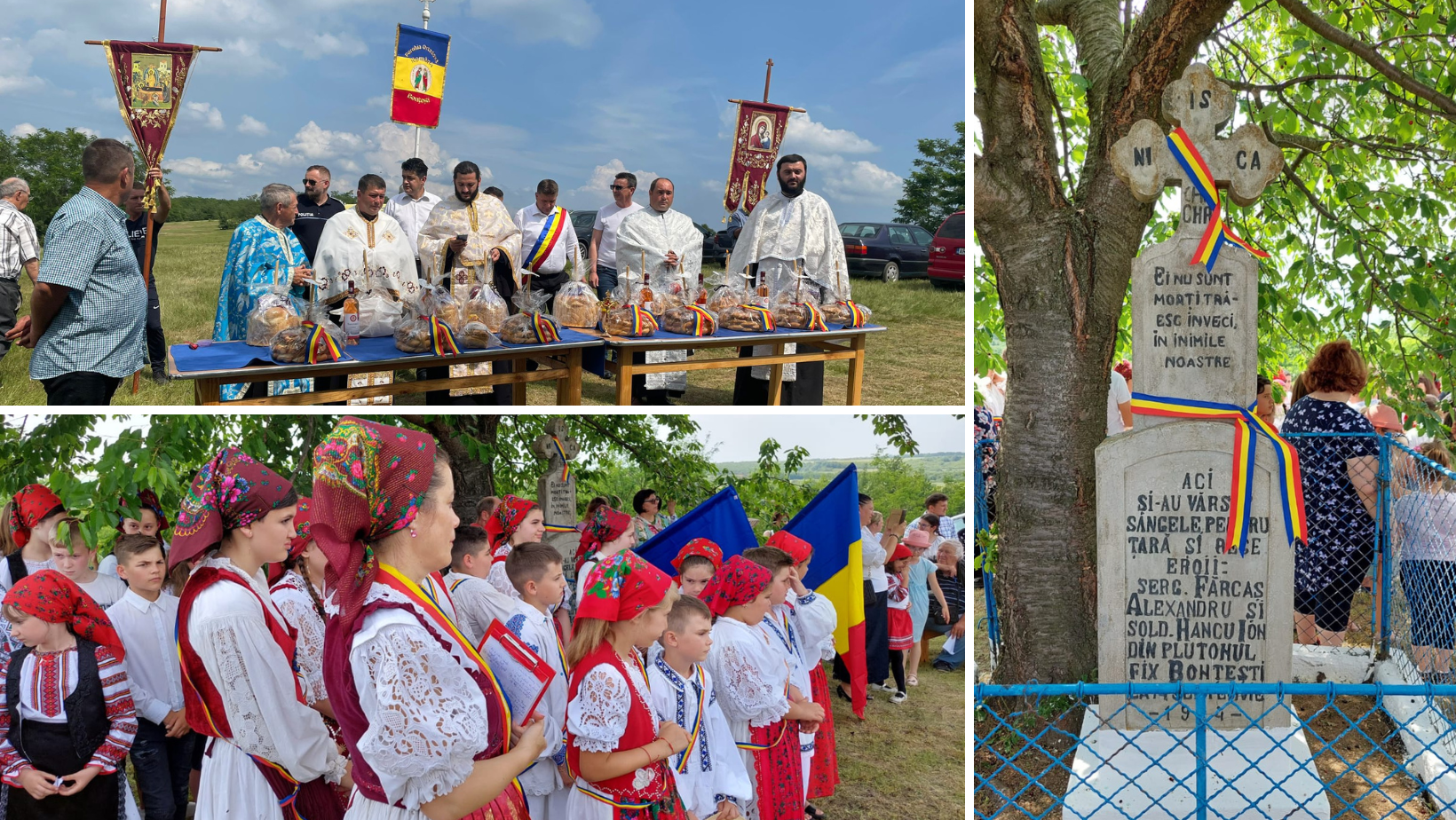 Slujbă de pomenire, coroane de flori și cântece patriotice pentru Eroii Bonțeni, care și-au dat viața pe dealurile Șiadului