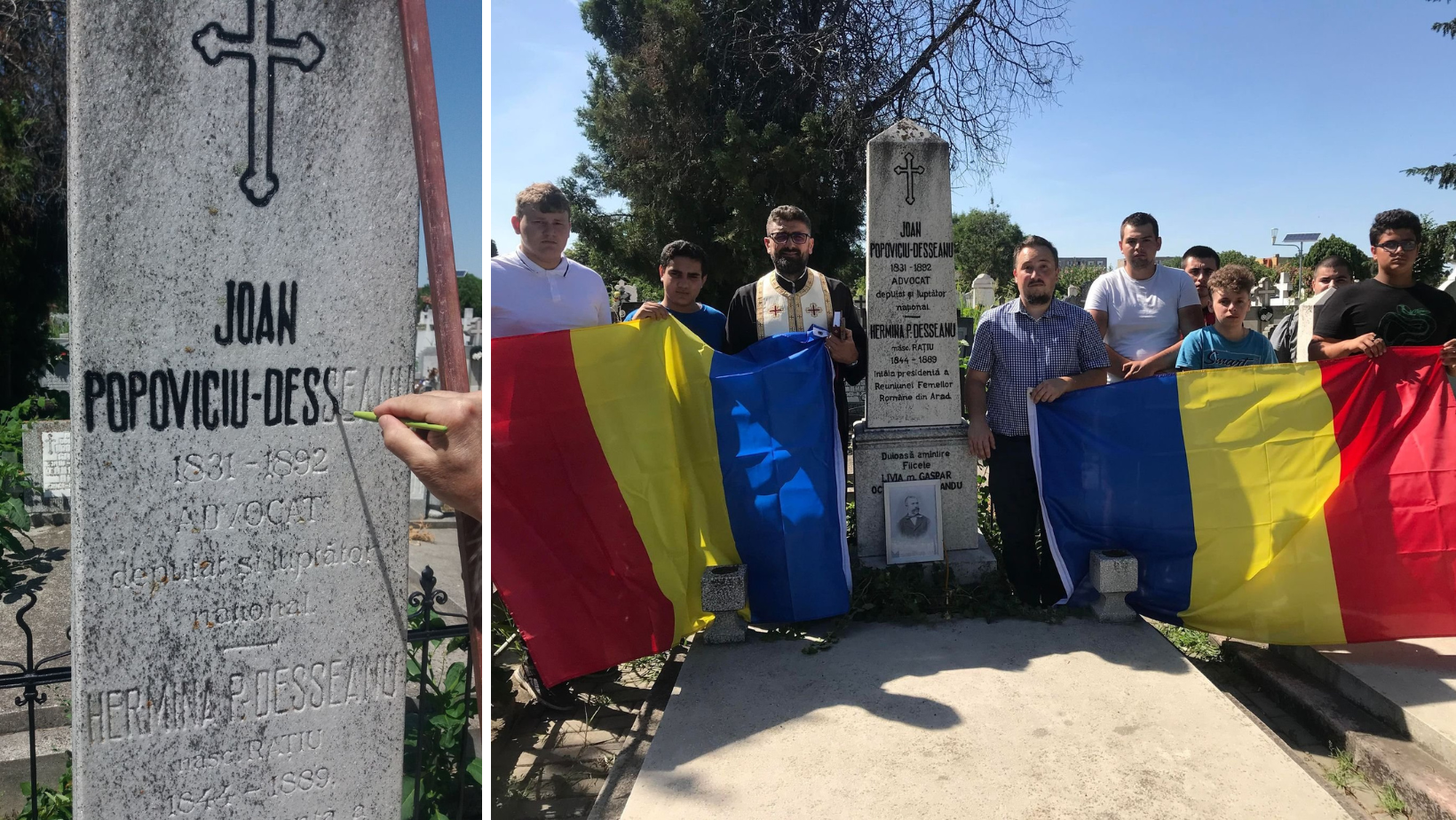 Crucea familiei Desseanu, rescrisă și sfințită. „Nu am dorit ca numele marelui avocat și luptător național și al soției sale să fie uitate”