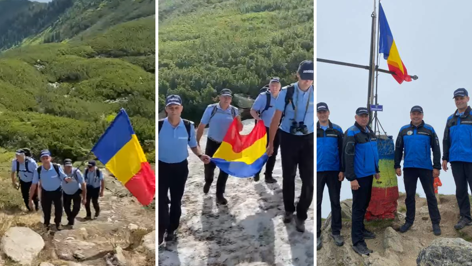 Drapelul Național, arborat de jandarmi pe cel mai înalt vârf din Munții Rodnei