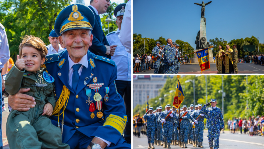 Veteranul de război Radu Theodoru, prezent la ceremonia militară şi religioasă de la Monumentul Eroilor Aerului din Piaţa Aviatorilor
