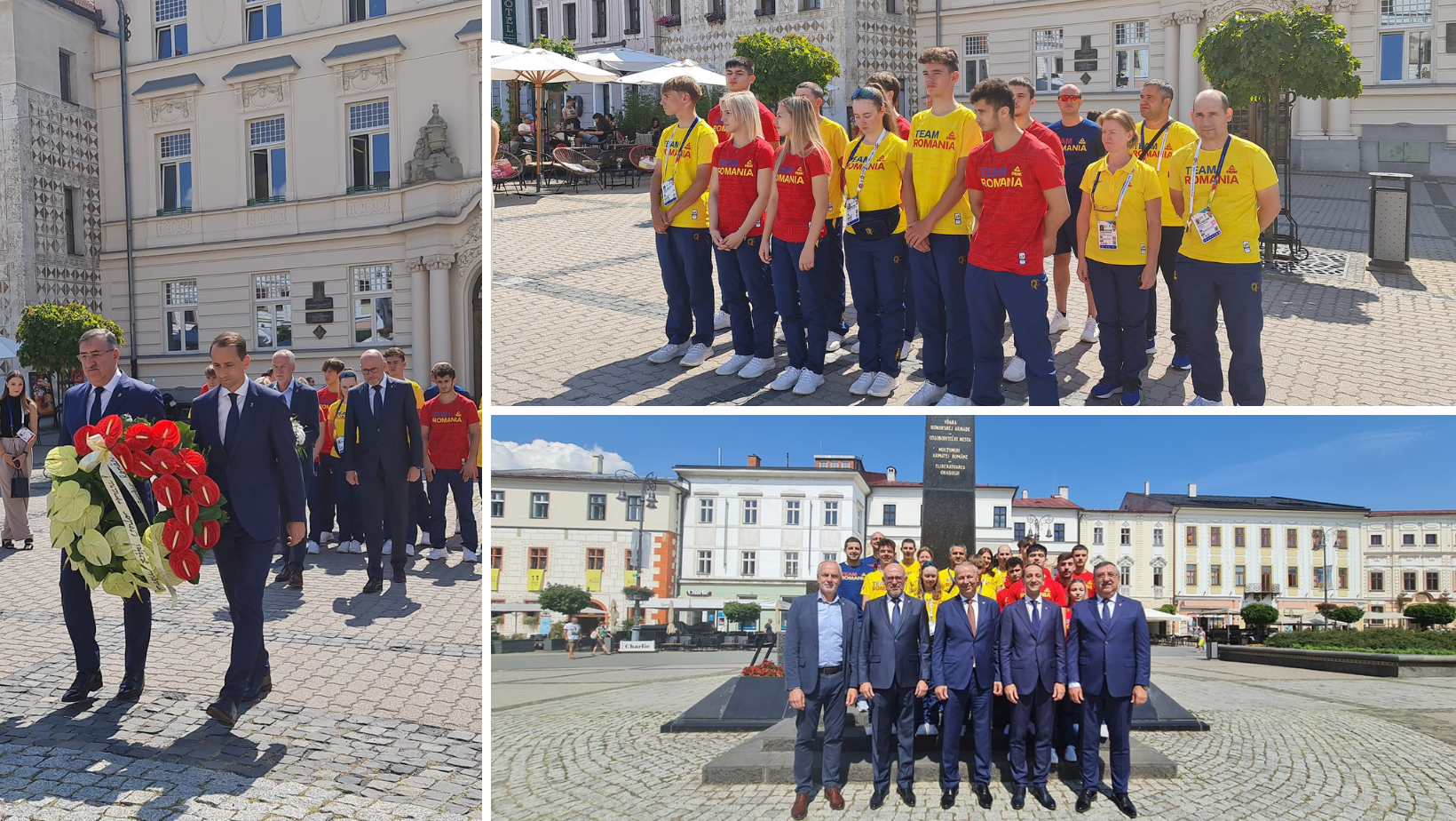Echipa Olimpică a României a depus o coroană de flori la monumentul Eroilor români din Banska Bystrica