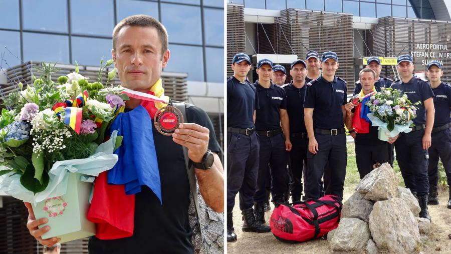 Pompierul Iulian Rotariu, primit cu flori şi aplauze la revenirea în țară după victoria de la Ultra Norvegia Race
