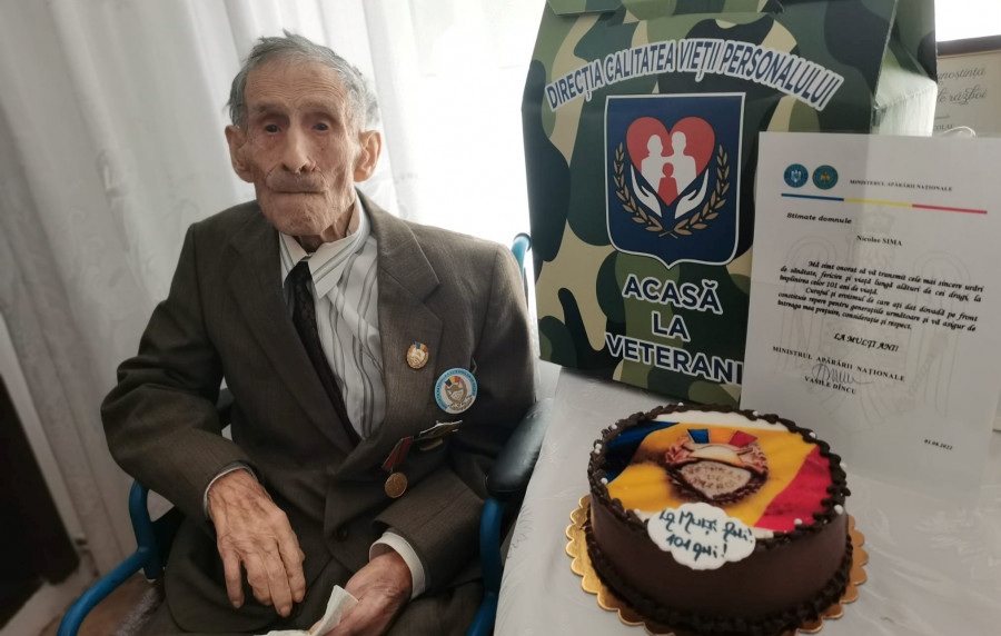 Veteranul de război Nicolae Sima a împlinit venerabila vârstă de 101 ani