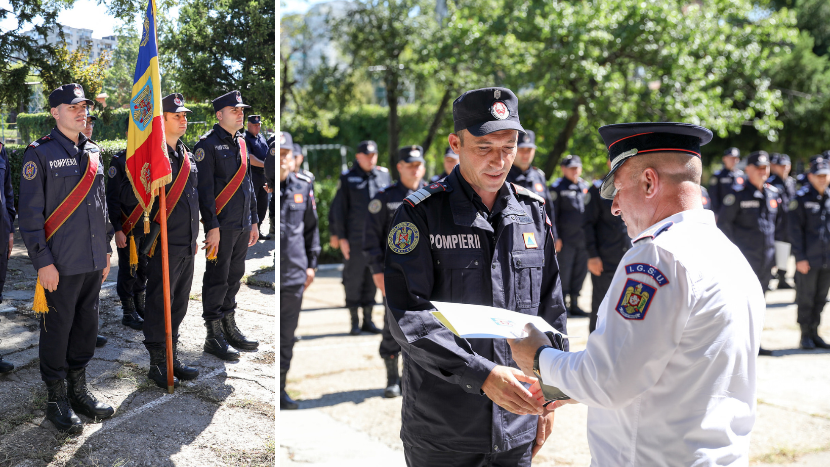 Pompierii care au participat la stingerea incendiilor din Grecia, recompensați cu ”Placheta Onorifică a IGSU” și ”Distincția de Serviciu - Insigna simbol”