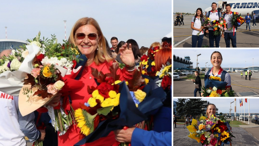 Emoție, bucurie și flori. Campionii canotori s-au întors acasă!