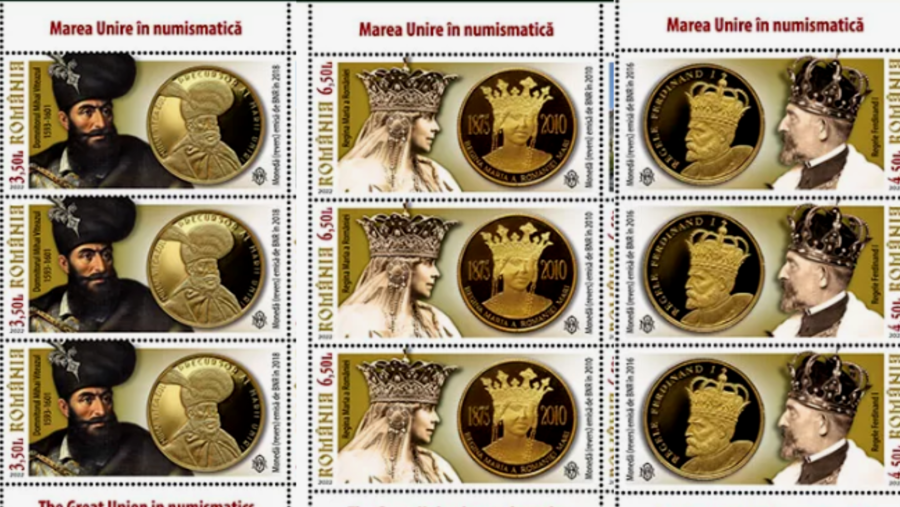 Emisiunea "Marea Unire în numismatică", lansată de Romfilatelia cu prilejul Zilei Naţionale a României