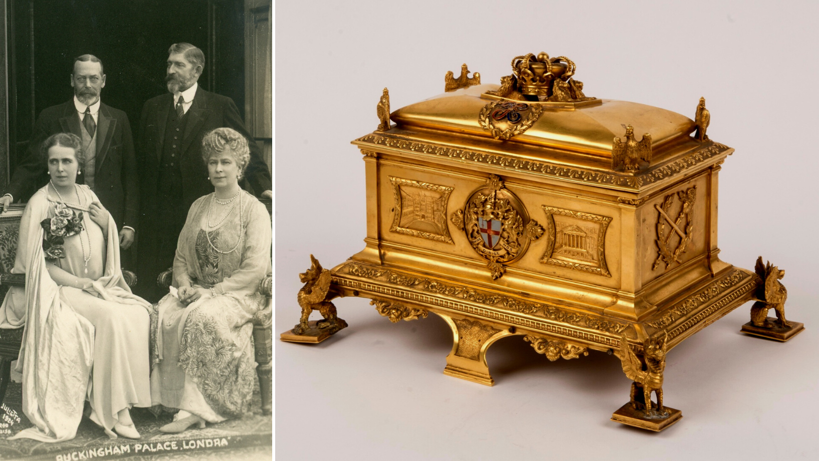 Caseta din metal prețios primită de Regele Ferdinand de la Primăria din Londra, obiectul lunii februarie la Castelul Național Peleș