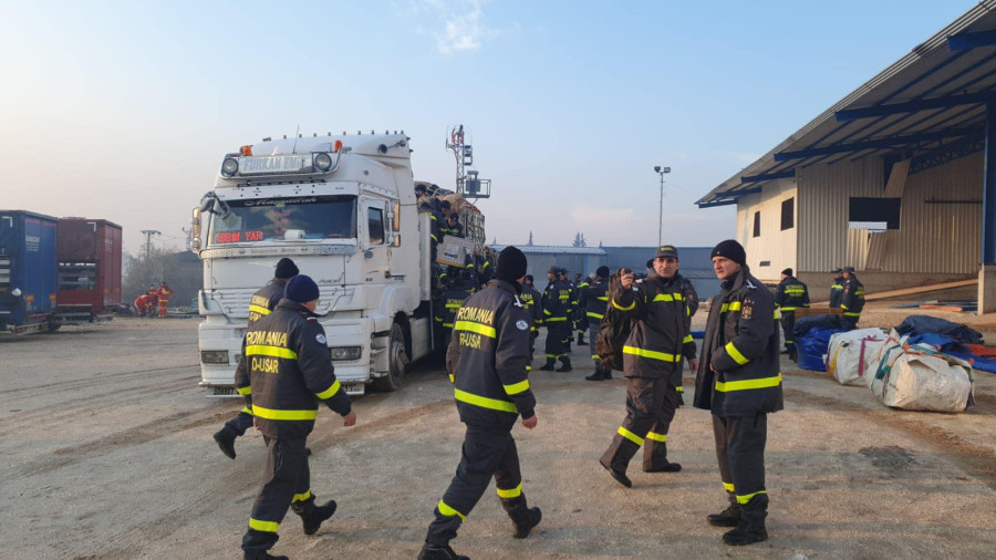 Misiunea de sprijin pentru Turcia - Pompierii români acționează în provincia Hatay, într-o localitate apropiată orașului Antakia, zonă puternic lovită de cutremur