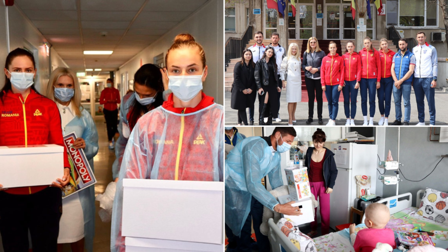 Campionii de la canotaj au adus zâmbetul pe buzele copiilor internați la secția de oncologie pediatrică a spitalului Marie Curie