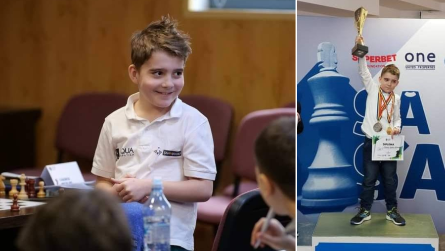 Nicolas Cazacu are 9 ani și a câștigat medalia de aur la Campionatele Naționale de Șah pentru copii și juniori