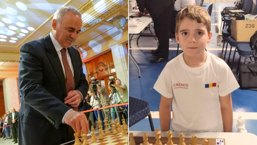 Micul geniu Nicolas Cazacu se întâlnește la doar 9 ani, pe tabla de șah, cu legendarul Garry Kasparov