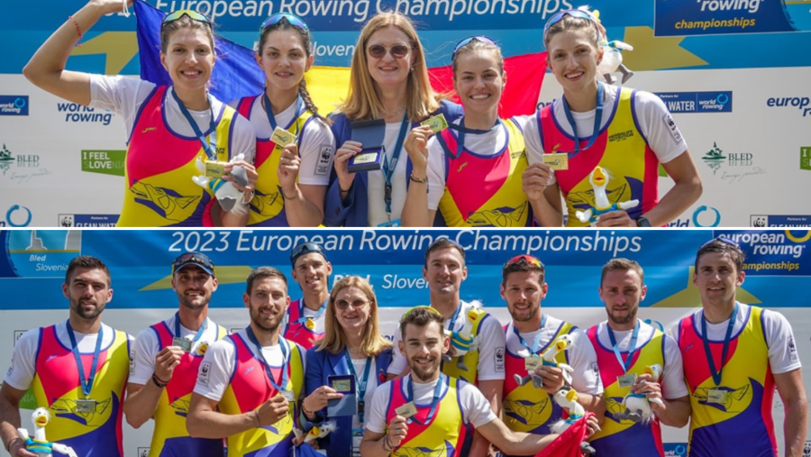 Aur și argint pentru România în prima zi a Campionatului European de Canotaj de la Bled