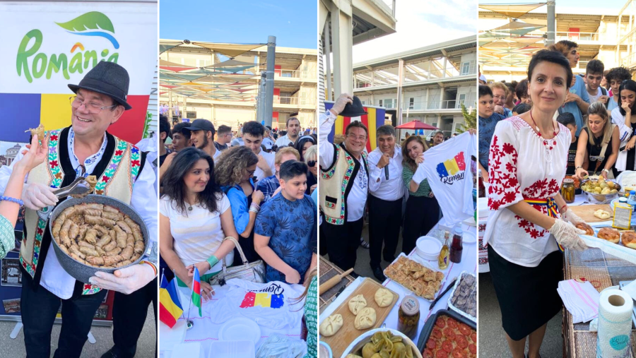 Standul cu mâncăruri tradiționale românești, luat cu asalt de sute de vizitatori la Festivalul culinar de la Baku