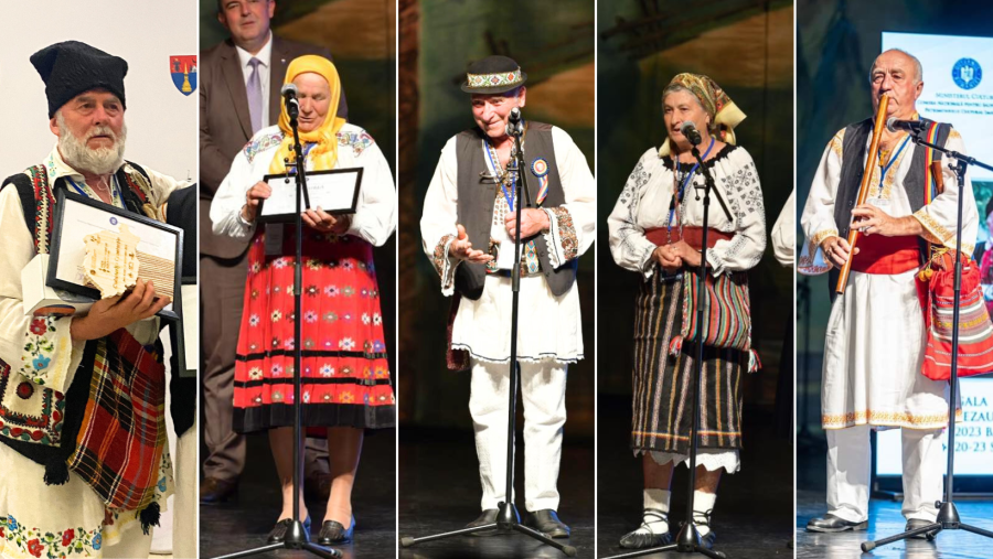 Cei 12 păstrători și transmițători ai patrimoniului cultural imaterial care au obținut titlul onorific de ”Tezaur Uman Viu” 2023 au fost premiați