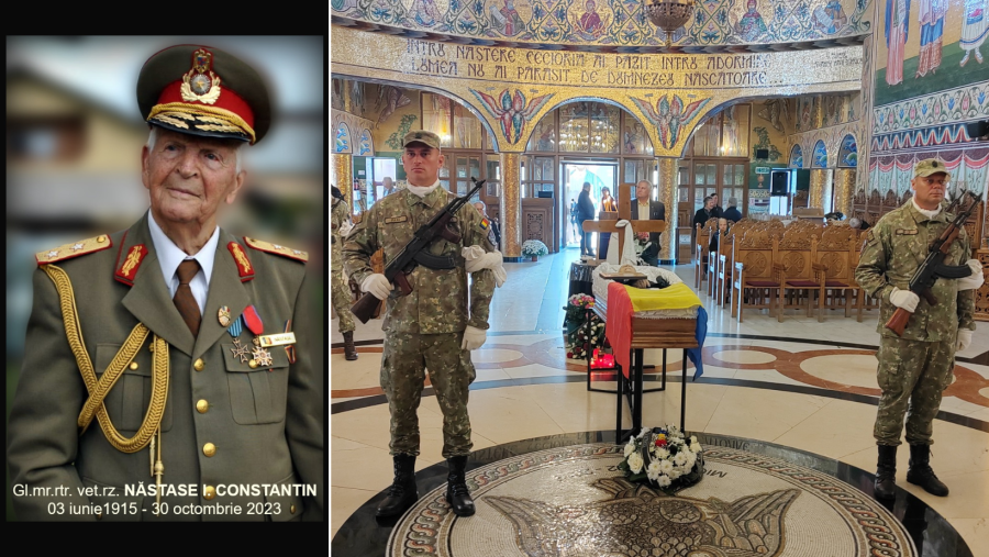 Veteranul de război Constantin Năstase, cel mai vârstnic general maior din lume, înmormântat cu onoruri militare