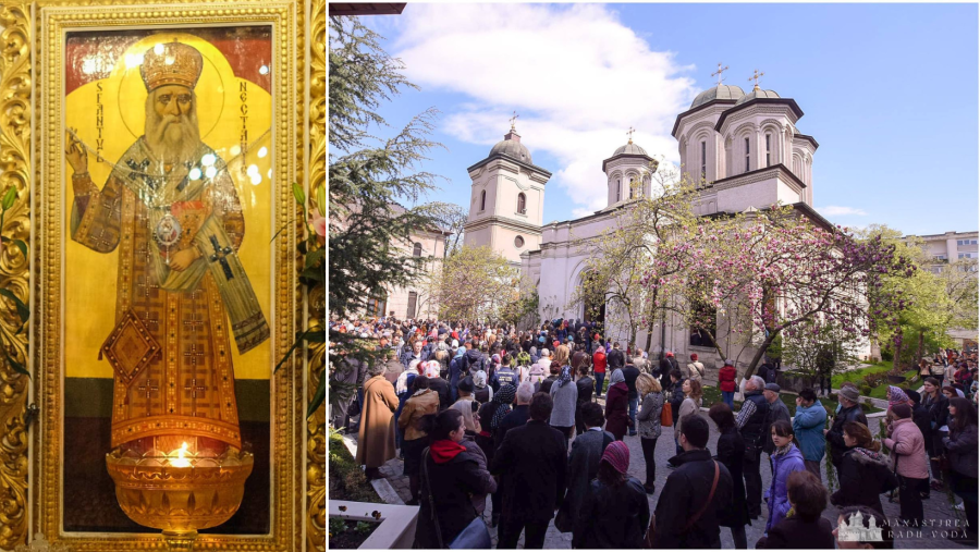 Moaștele Sfântului Nectarie, scoase spre închinare la hramul Mănăstirii Radu Vodă din capitală