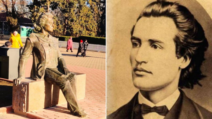 Un monument al poetului Mihai Eminescu, instalat în fața pinacotecii „Antioh Cantemir” din Bălți