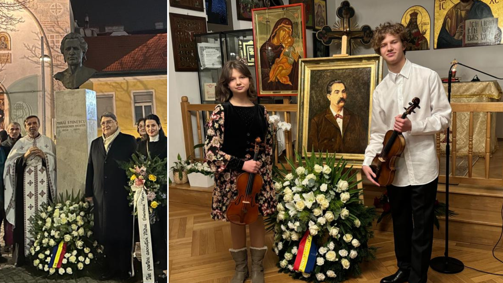 Românii din Viena l-au comemorat pe Mihai Eminescu, la 174 de ani de la naștere