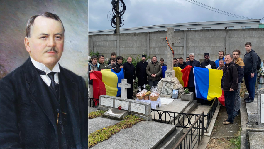 Mai mulți elevi, împreună cu profesorul lor de istorie, au curățat mormântul primului primar al Aradului din România Întregită