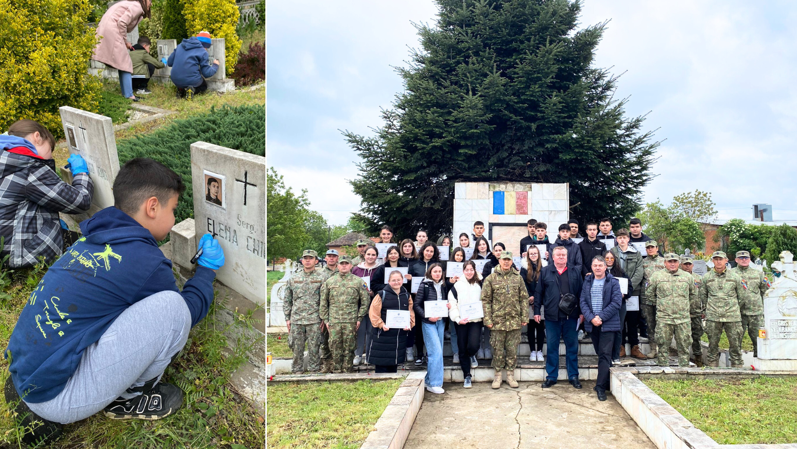 Un erou, o floare! Mormintele Eroilor din Radna și Ineu, îngrijite de elevii și militarii arădeni