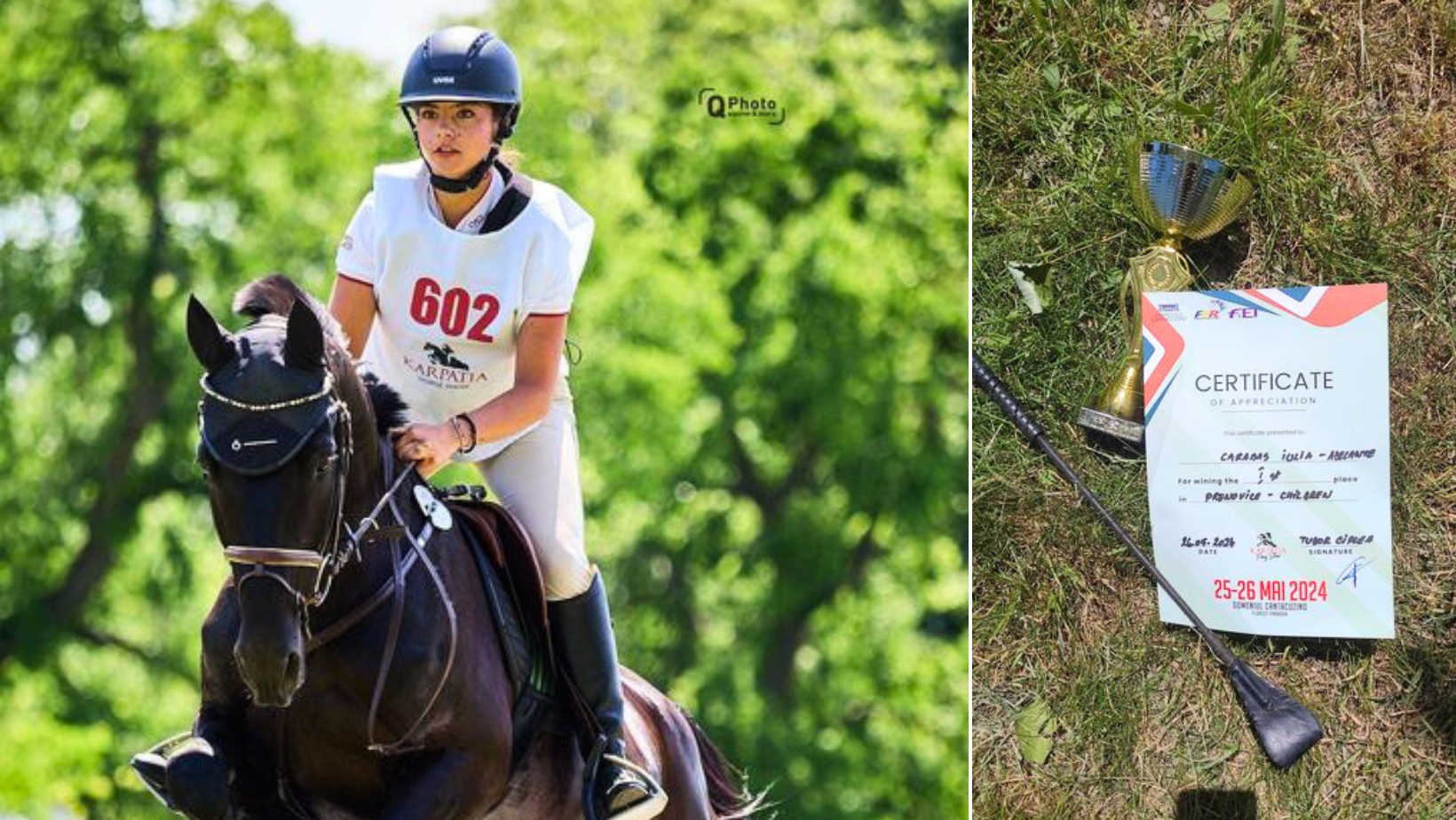 Arădeanca Iulia Cărăbaș şi calul Adelante au câştigat Proba Completă la Karpatia Pony Show 2024