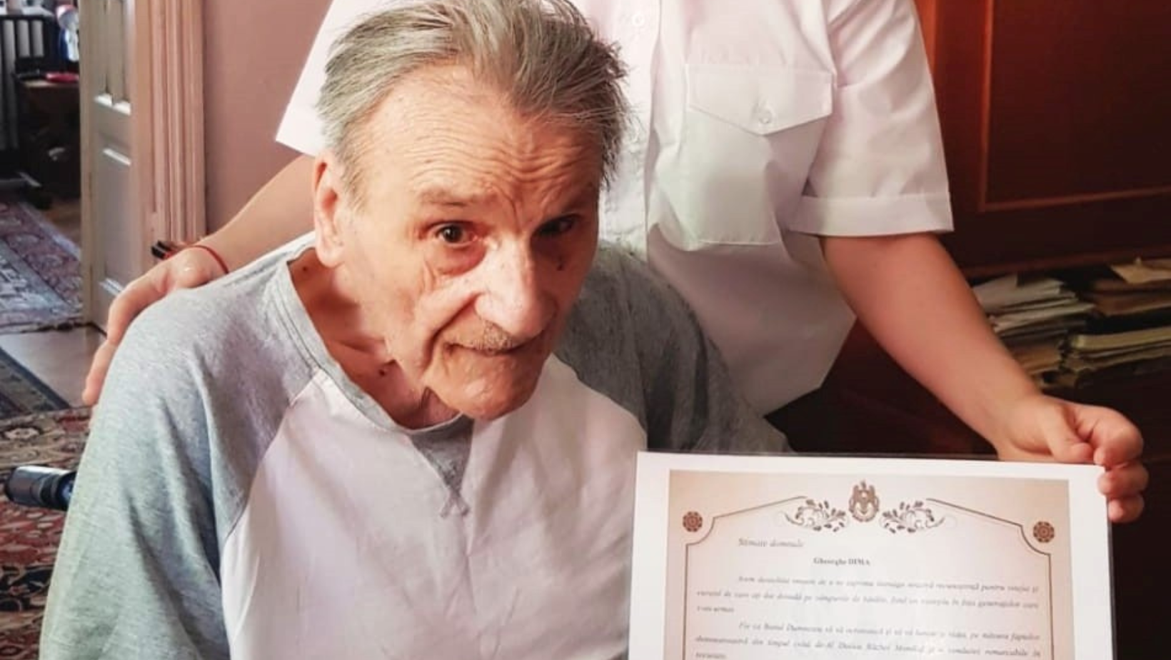 Veteranul de război Șerban-Ion-Gheorghe Dima, vizitat în cadrul programului ”Acasă la veterani”