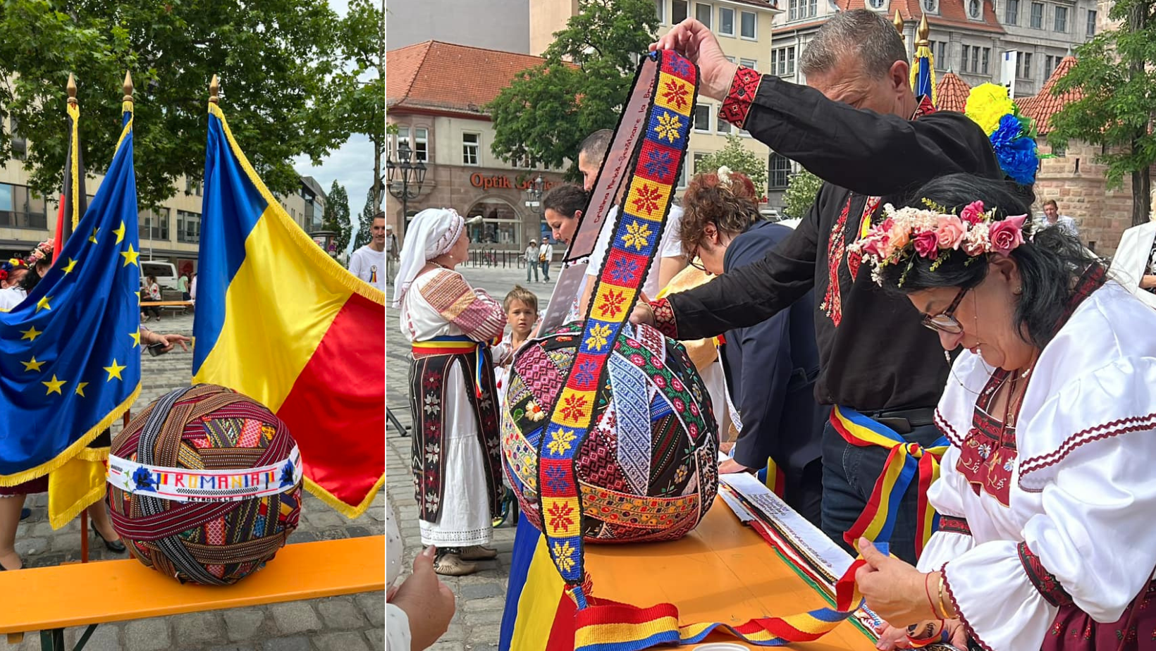Românii din întreaga lume au scris istorie la Nürnberg, cu 2 recorduri mondiale: 1.667,41 m de brâu românesc, cu o greutate de 70 kg