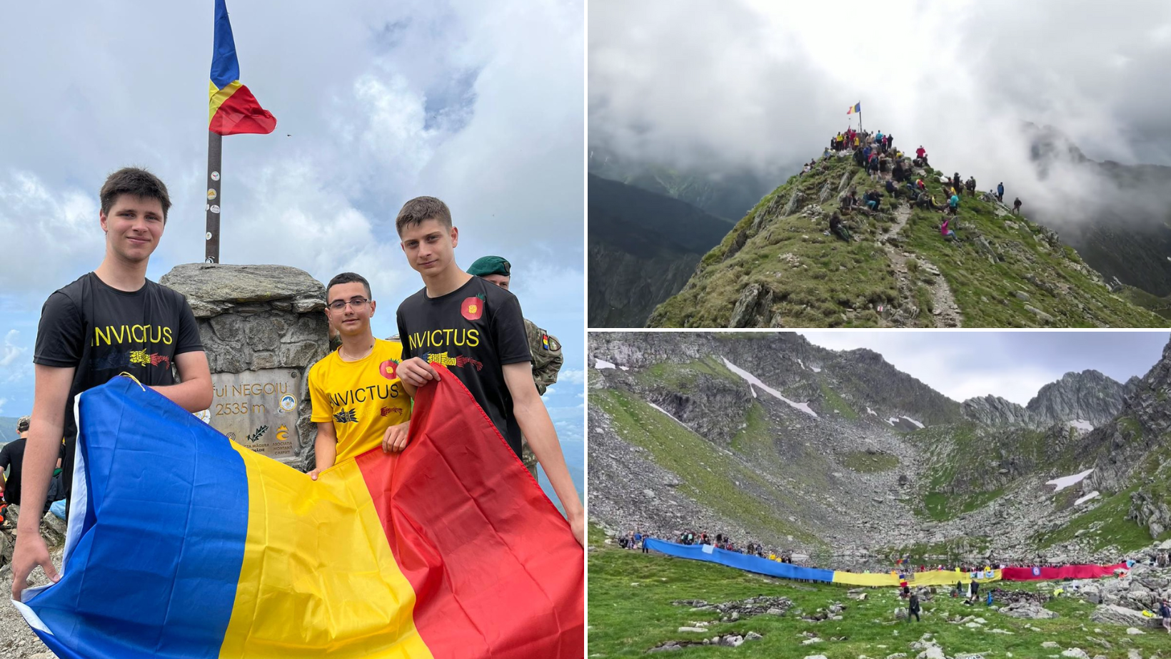 Drapelul României, urcat de Invictuși pe unul dintre cele mai înalte vârfuri muntoase din țară