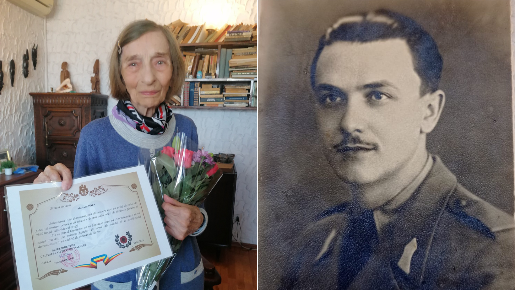 Văduva de Veteran de război Mariana Popa, sărbătorită la 97 de ani