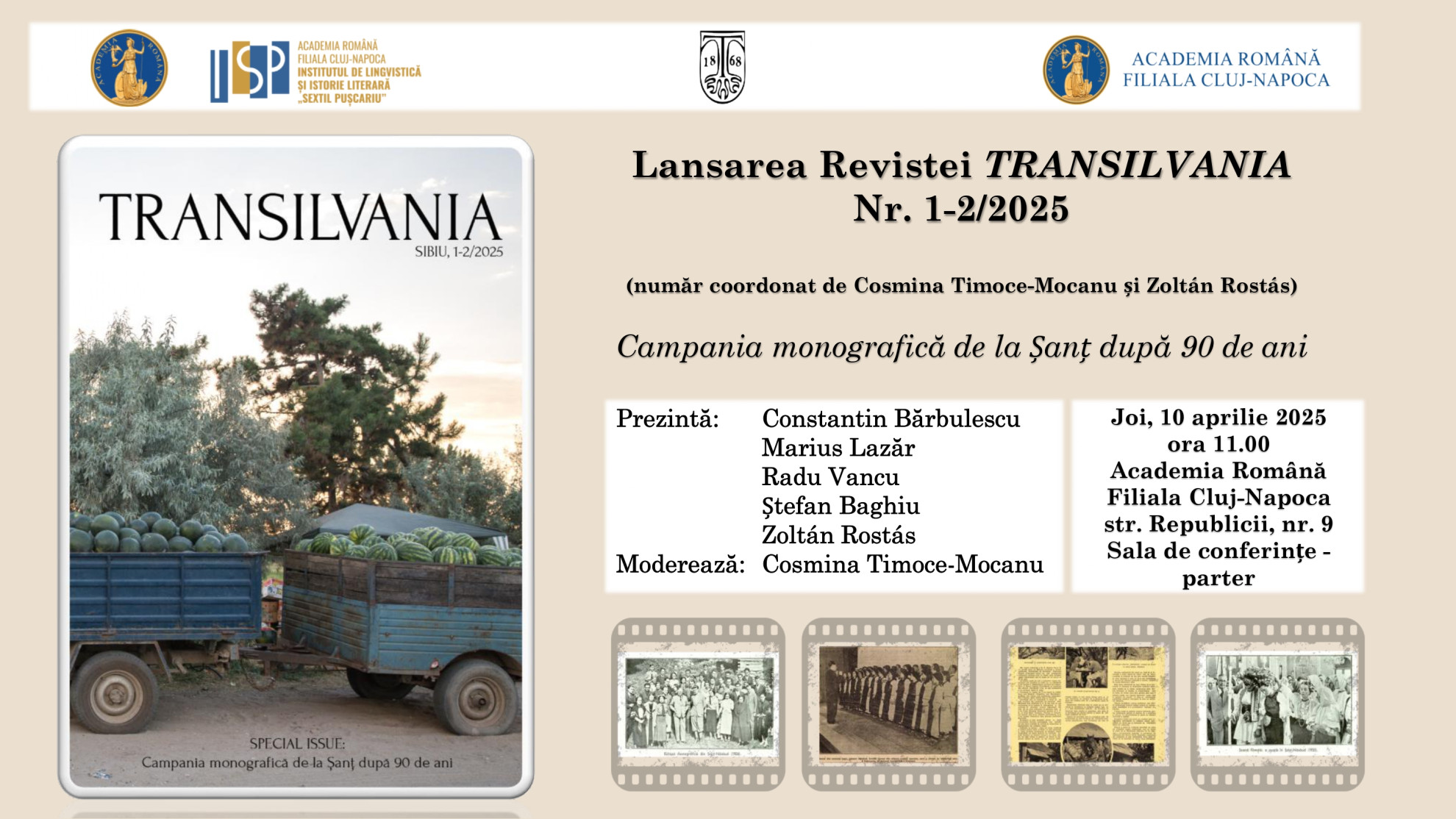 Lansarea Revistei „Transilvania” - Cercetările Școlii sociologice a lui Dimitrie Gusti la ceas de bilanț pluridisciplinar