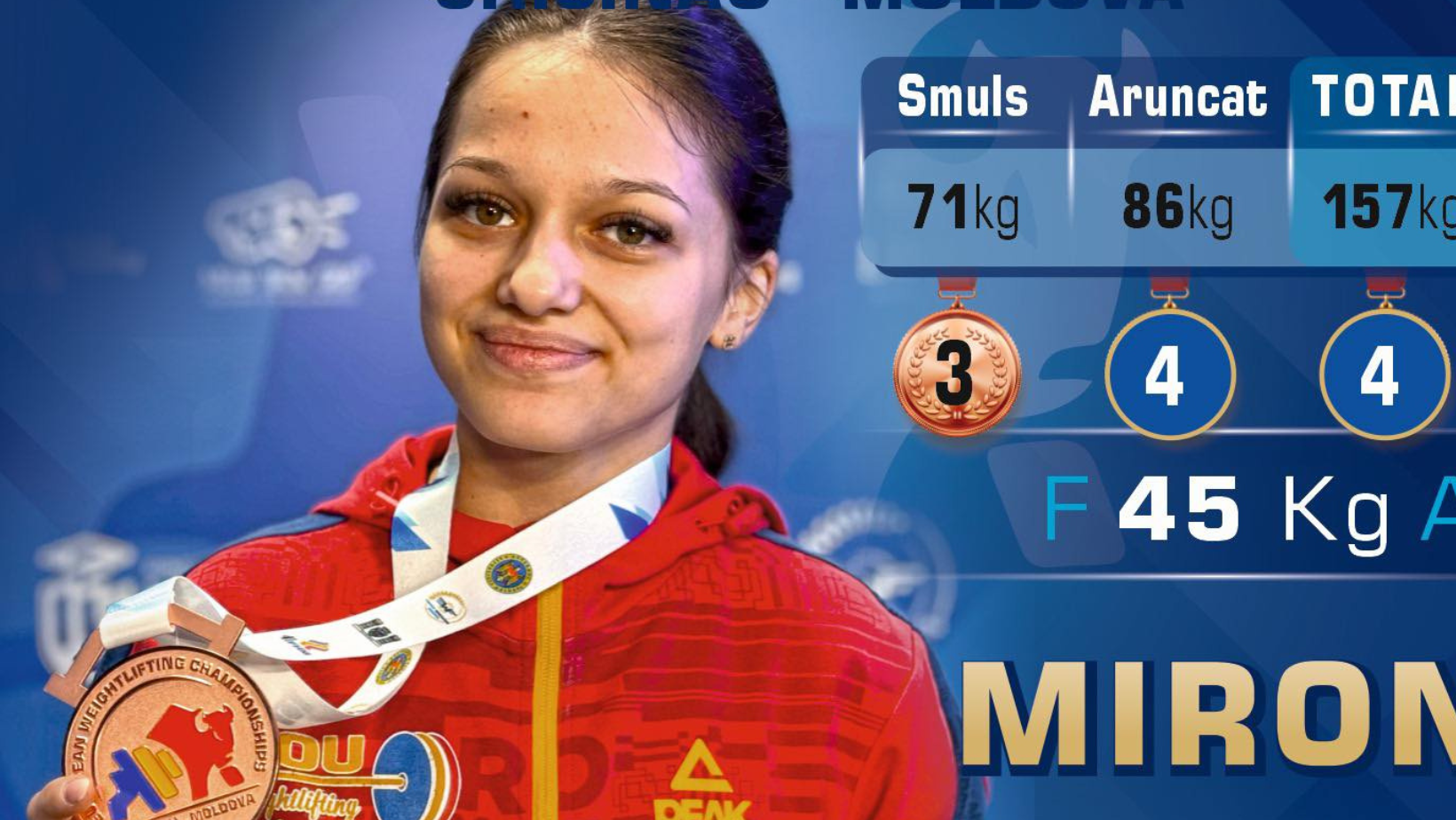 Ioana Mădălina Miron a câștigat medalia de bronz la Europenele de haltere de la Chișinău