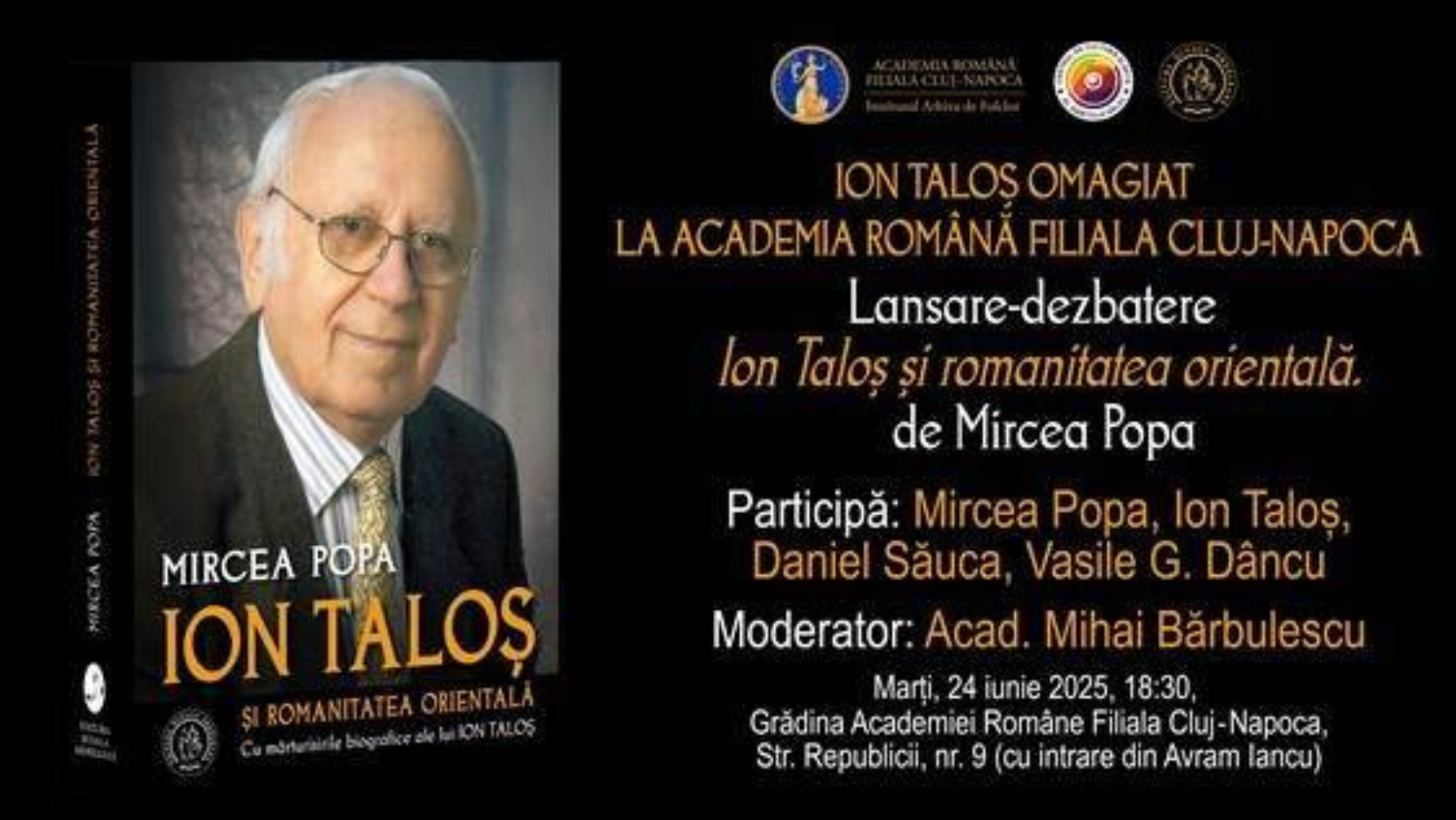 Marele etnolog și folclorist român Ion Taloș, omagiat la 91 de ani la Academia Română Filiala Cluj-Napoca