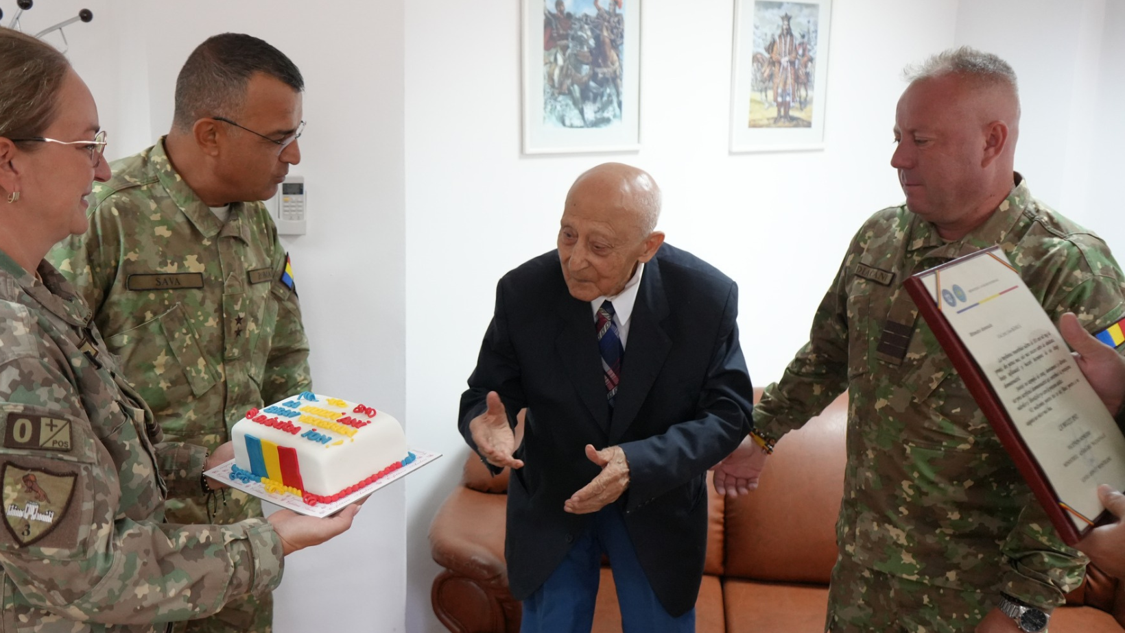 Veteranul de război Ion Bănică a împlinit venerabila vârstă de 103 ani